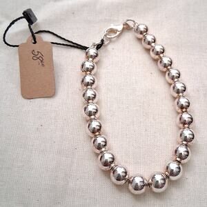 925 Sterling Silver beaded Ball bracelet Polished 8 Inches Unbranded Minimalist